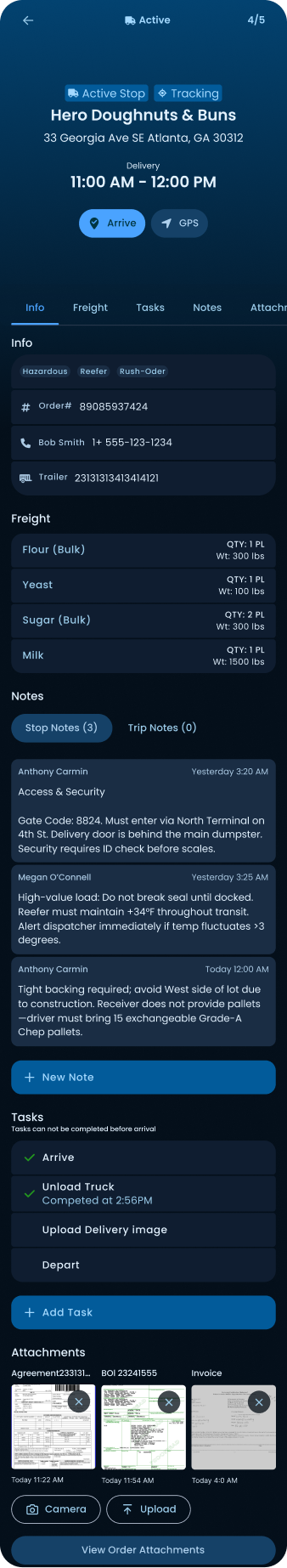 Active stop, full screen