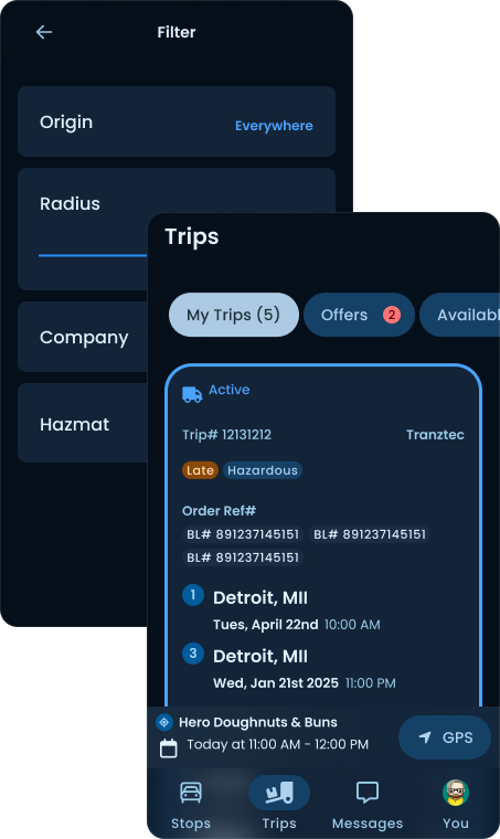 Trips screen