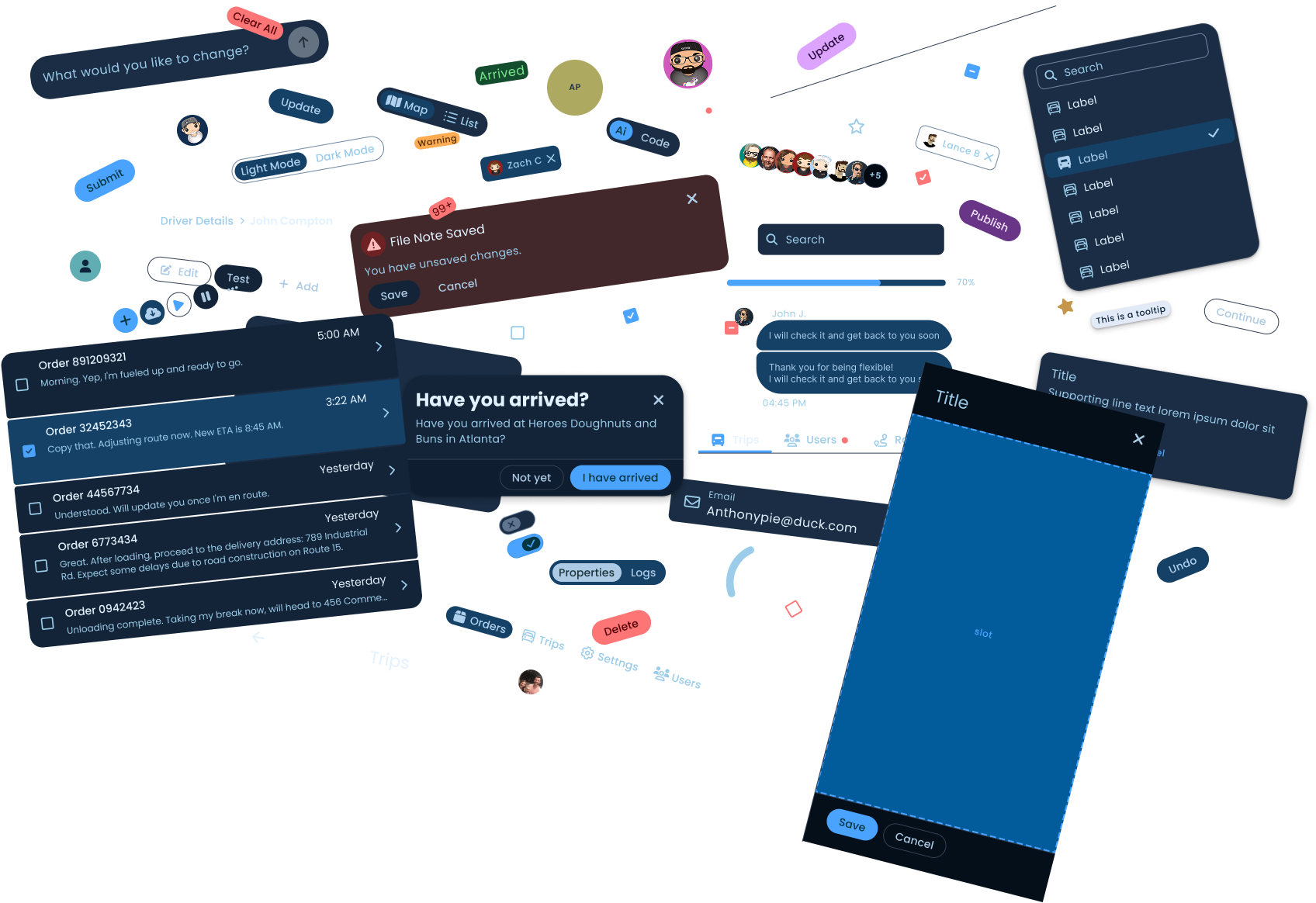 All components in the Tranztec UI Kit